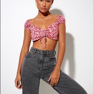 Red and pink motel rocks crop top
